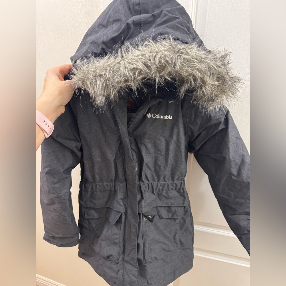 Columbia Kids Black Charcoal Hooded Parka Jacket